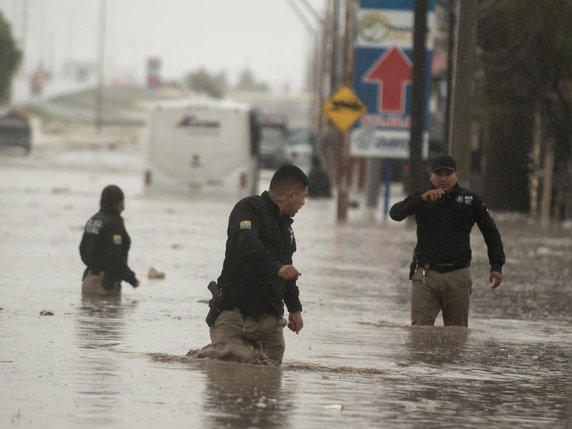La tempête Hanna a provoqué des inondations dans l'Etat mexicain de Coahuila, notamment dans la ville de Saltillo. © KEYSTONE/EPA/Miguel Sierra