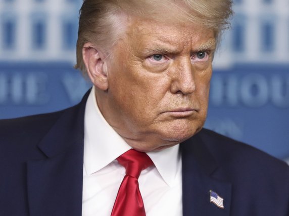 Donald Trump avait à nouveau perdu son ton présidentiel lors de la conférence de presse de mardi. © KEYSTONE/EPA/Oliver Contreras / POOL