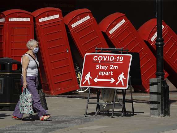 Le Royaume-Uni a vu son économie subir une contraction "record" de 20,4% au deuxième trimestre, frappée par la crise du coronavirus, et se trouve confronté officiellement à sa pire récession jamais enregistrée (archives). © KEYSTONE/AP/Matt Dunham