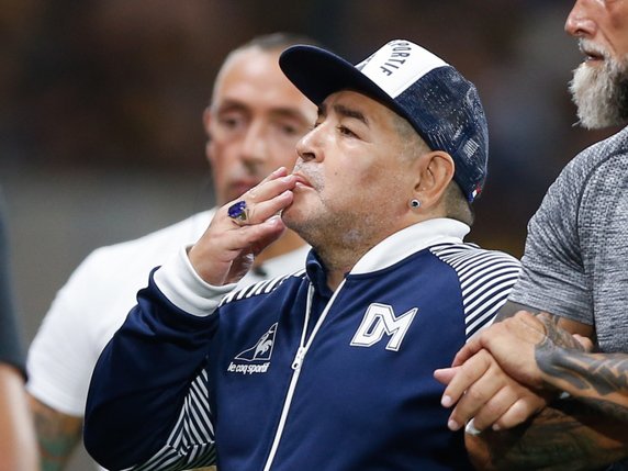 Diego Armando Maradona entraîne actuellement La Plata. © KEYSTONE/EPA EFE/JUAN IGNACIO RONCORONI