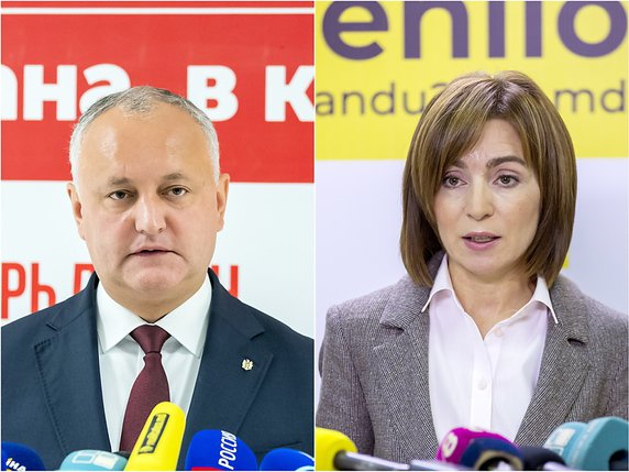 Les Moldaves doivent choisir dimanche entre le président sortant Igor Dodon et sa rivale pro-européenne Maia Sandu (archives). © KEYSTONE/EPA/DUMITRU DORU