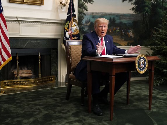 Donald Trump a indiqué qu'il quittera la Maison Blanche si la victoire de Joe Biden est confirmée. © KEYSTONE/AP/Patrick Semansky