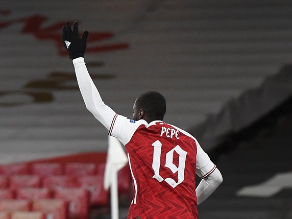 Nicolas Pepe pouvait exulter après avoir ouvert la marque pour Arsenal. La fin du match fut moins joyeuse. © KEYSTONE/EPA/NEIL HALL