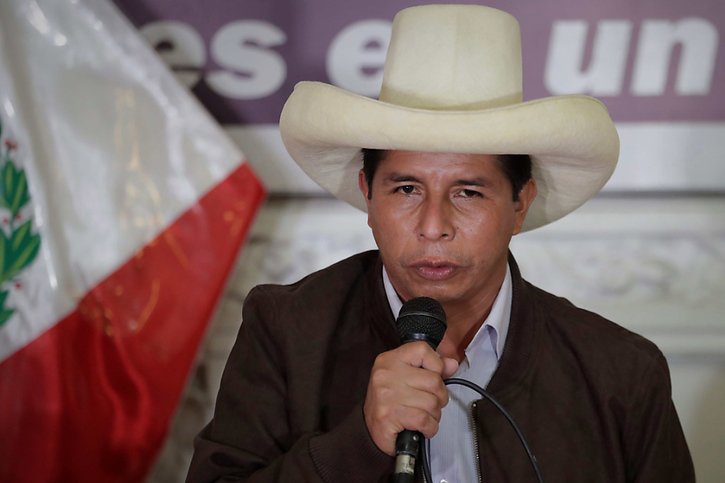 Pedro Castillo, candidat de la gauche radicale, a été proclamé vainqueur de la présidentielle au Pérou (archives). © KEYSTONE/EPA EFE/PAOLO AGUILAR