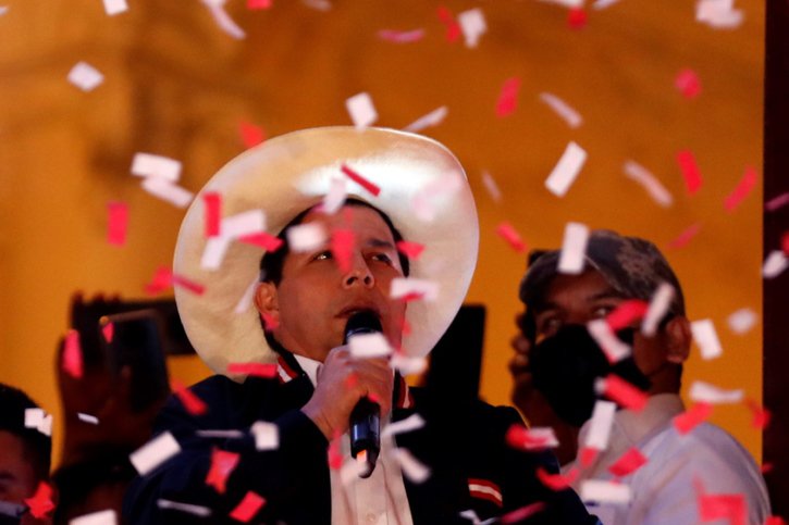Pedro Castillo, candidat de la gauche radicale, est le nouveau président du Pérou. © KEYSTONE/EPA/Paolo Aguilar