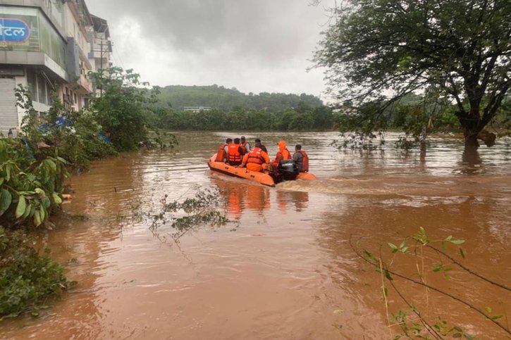 Inondations et glissements de terrain sont fréquents en Inde pendant la saison de la mousson. © KEYSTONE/EPA/NATIONAL DISASTER RESPONSE FORCE / HANDOUT