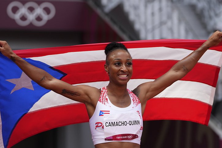 Jasmine Camacho-Quinn est la deuxième championne olympique de l'histoire de Porto Rico © KEYSTONE/AP/Matthias Schrader