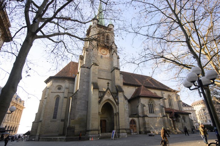 L'église St-Francois, au coeur de Lausanne, fête cette année son 750e anniversaire. © Keystone/LAURENT GILLIERON