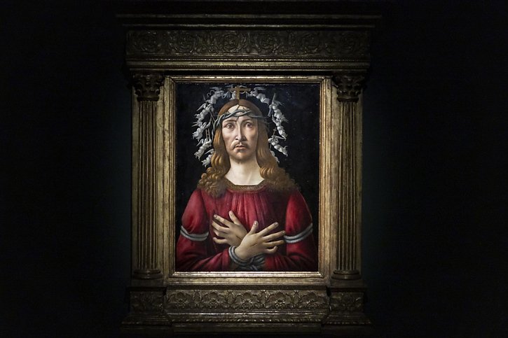 Selon Sotheby's, le tableau, bien conservé et entouré d'un cadre ornementé doré, avait appartenu au 19e siècle à une célèbre cantatrice anglaise de l'époque, Adelaide Kemble Sartoris, puis chez ses héritiers. © KEYSTONE/EPA/JUSTIN LANE