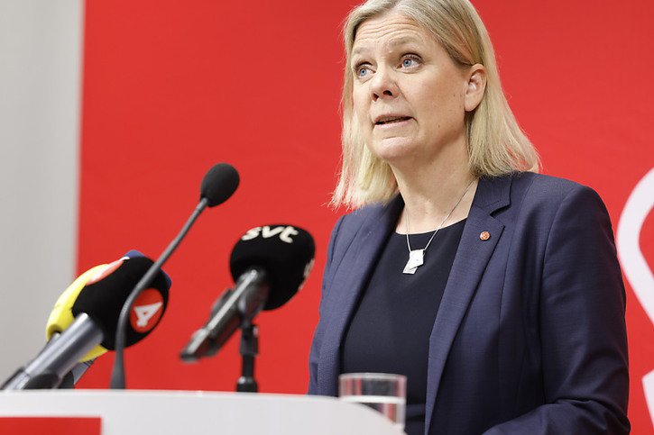 La Suède va demander son adhésion à l'Otan.  "Nous quittons une ère pour entrer dans une nouvelle", selon la Première ministre Magdalena Andersson. © KEYSTONE/AP/Fredrik Persson