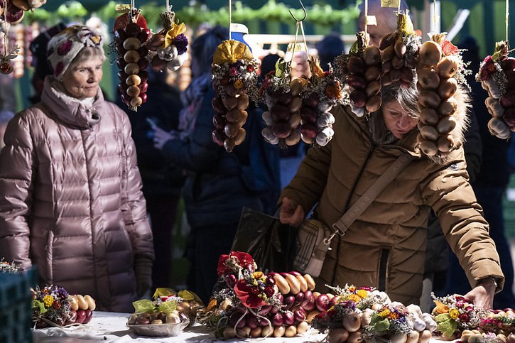 Une trentaine de tonnes de bulbes ont été proposés cette année, une offre "correcte" selon les organisateurs. © KEYSTONE/PETER SCHNEIDER
