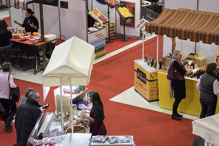 Le Salon suisse des Goûts et Terroirs, à Bulle (FR), constitue la plus importante représentation de produits AOP-IGP dans une foire en Suisse (archives). © KEYSTONE/JEAN-CHRISTOPHE BOTT