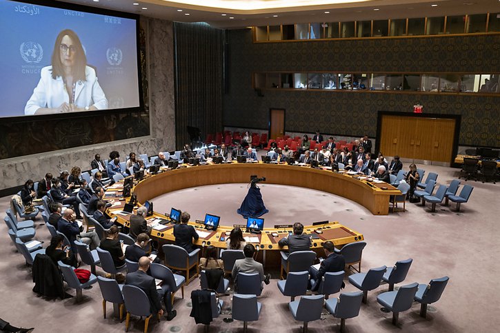 La Suisse va devenir dimanche pour la première fois membre du Conseil de sécurité de l'ONU à New York (archives). © KEYSTONE/FR61802 AP/CRAIG RUTTLE