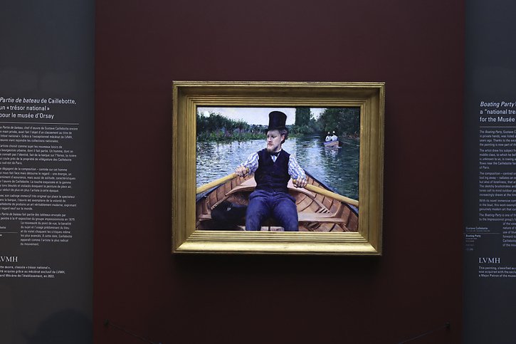 Le tableau "La Partie de bateau" du peintre français Gustave Caillebotte est exposé au musée d'Orsay à Paris depuis lundi. © KEYSTONE/AP/Aurelien Morissard