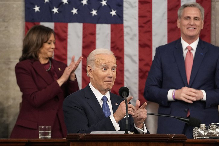 Joe Biden s'est posé en optimiste en chef dans son message d'unité et de justice au congrès des Etats-Unis. © KEYSTONE/AP/Jacquelyn Martin