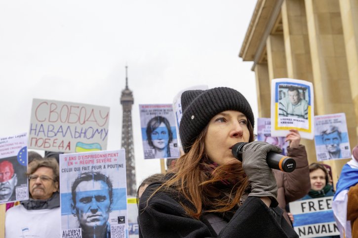 Olga Prokopieva lors d'une manifestation de soutien à l'opposant Navalny. © Nikita Mouraviev