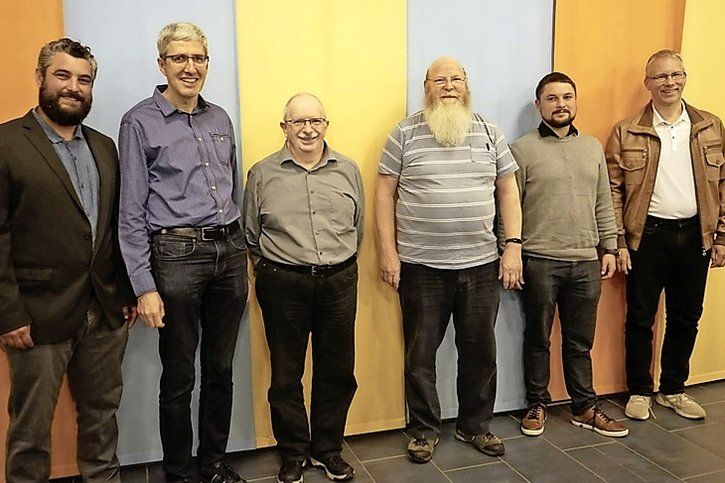 De gauche à droite: Ivan Thévoz, Marc Bachmann, Patrick Lüthert, Walter Gertsch, Alexandre Perler et Jean Schwerzmann.  © DR