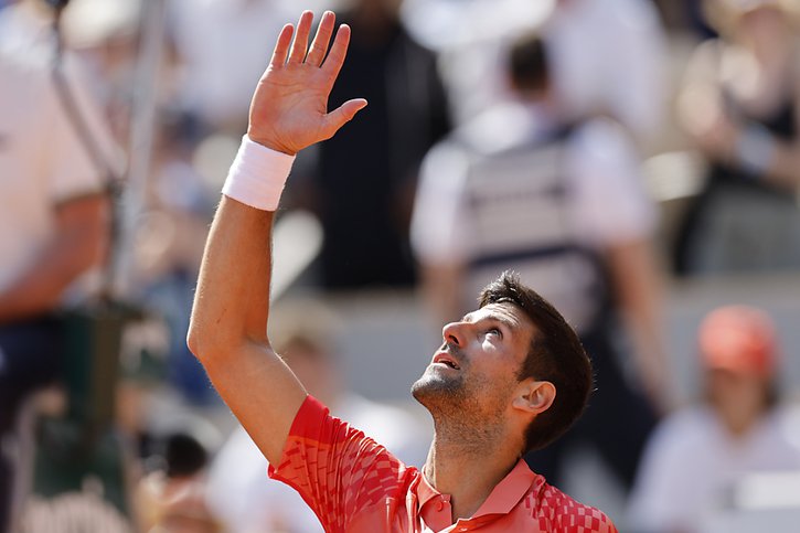 Novak Djokovic lors de son match contre Aleksandar Kovacevic. © KEYSTONE/AP/Jean-Francois Badias