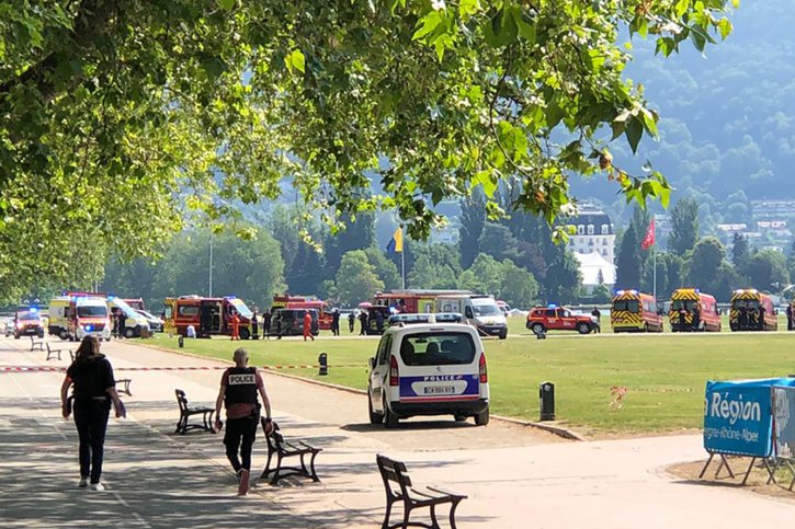 L'attaque s'est produite aux abords du jardin de l'Europe, parc très fréquenté situé sur les bords du lac d'Annecy. © KEYSTONE/AP/Florent Pecchio