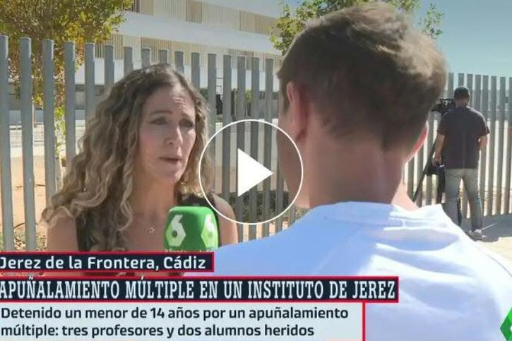 Les médias espagnols couvrent en direct l'attaque dans une école à Jerez, en Andalousie. Ici la chaîne La Sexta. © laSexta/via X (ex-Twitter)